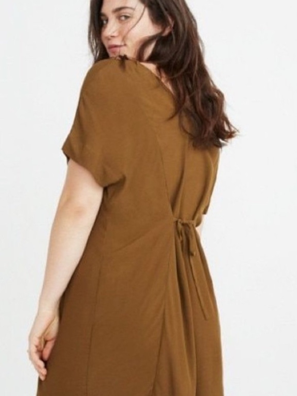 Madewell Brown Short-Sleeve Mini Shift Dress Resortwear minimalist cottagecore - Picture 2 of 11